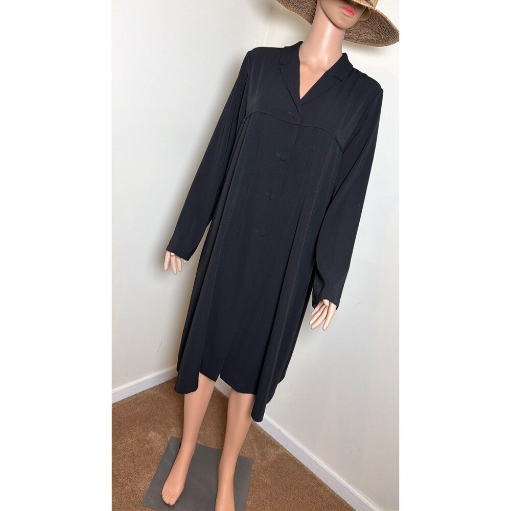 Vintage 90s Lilith Made in France Black Trapeze A-Line Midi Dress Avant Garde